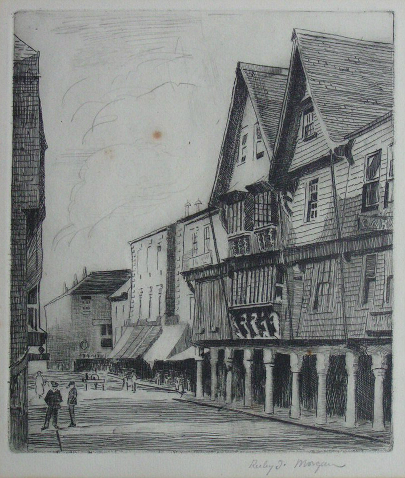 Etching - (Butterwalk, Dartmouth) - Morgan